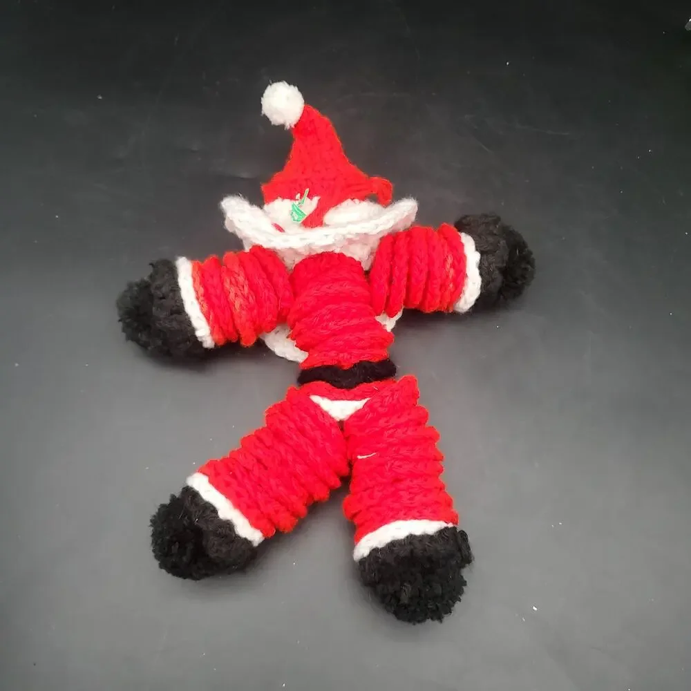 Vintage Hand Crocheted Mrs. Claus Doll Christmas Decoration Yarn Figure 12 Inch